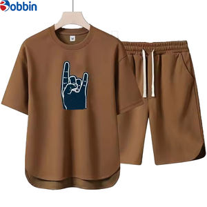 ชุดลำลองแบบ unisex สวมใส่สบาย พิมพ์ลายเรียบง่าย เสื้อยืดไซส์ใหญ่ ชุดเซ็ตใหม่ คอลเลคชั่นฤดูร้อน ชุดจ็อกเกอร์ผู้ชายสั่งทำพิเศษ ระบายอากาศได้ดี - Product Image 6