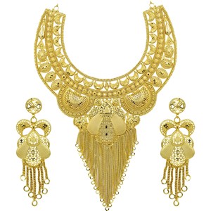 Wholesale Fashion Jewelry, Traditional Dubai Style Heavy Necklaces Set, 14K 18K 24K Gold Filled Floral Design Bridal Jewelry Set - Product Image 1