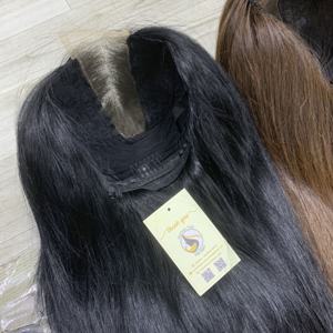 Perruques en cheveux humains vietnamiens noirs et bruns personnalisées en gros, lisses, avec dentelle suisse 2x6 HD, perruques à dentelle frontale - Product Image 2