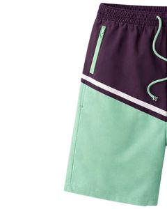 Purple And Mint Green Color Block Mens Drawstring Shorts Zipper Pocket Casual Summer Beach <b>Athletic</b> Quick Dry Comfortable Shorts - Product Image 4