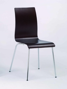 Modern Wooden <b>Dining</b> <b>Chair</b> Chrome Legs <b>Stackable</b> Design Home Furniture - Product Image 1