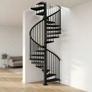 Escalera de Caracol Interior de Metal, Diseño Industrial, para Hogar u Oficina, Duradera, Fijada con Pernos, con Barandilla de Metal - Product Image 6