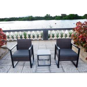 Juego de muebles de exterior de ratán moderno con marco de aluminio y mesa auxiliar cuadrada con 2 sillas marca NEWSUN Vietnam - Product Image 1