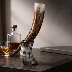 Chope à bière artisanale en corne de Viking NEHA ENTERPRISES, style rustique médiéval, pour la décoration de bar à domicile - Product Image 4