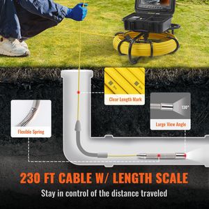 Telecamera per Ispezione Fognature Impermeabile IP68 da 230 Ft/70 m con Schermo da 9 Pollici, 12 LED Regolabili, Funzione DVR per Ispezione Tubazioni - Product Image 5