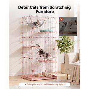 Grande Gabbia per Gatti a 4 Livelli, Recinto DIY Smontabile in Metallo 84x60x163 cm, Recinto per Interni - Product Image 2
