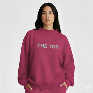 เสื้อสเวตเชิ้ตคอกลมโอเวอร์ไซส์สำหรับผู้หญิง สีส้ม ปักตัวอักษรด้านหน้า ผ้าฝ้ายถัก 100% สไตล์ลำลองสำหรับฤดูใบไม้ร่วง คอเต่า - Product Image 3