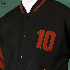 Winter Warm Fleece Varsity Jacket Custom Sweatshirt Fabric Snap Button Casual Cheap Blank Sports Bomber Jackets - Product Image 4