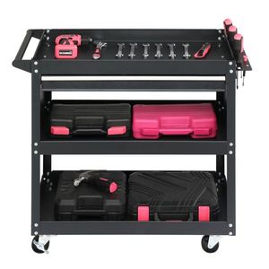 Carrello Portautensili in Metallo a 3 Ripiani, Resistente, con Pannello Forato Rimovibile, 4 Ganci, Capacità di Carico 150 kg, Ampio Spazio di Stoccaggio - Product Image 2
