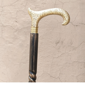Handmade Antique Carved Wooden <b>Walking</b> <b>Stick</b> <b>Folding</b> Dismantle Cane Brass Handle Twist Grip Nautical Style for Gift Use - Product Image 5
