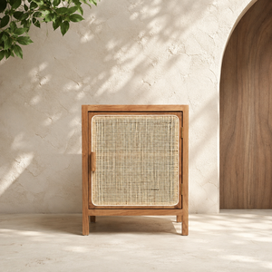 Indonesian Teak <b>Rattan</b> Storage Nightstand Wholesale Custom OEM ODM Factory Living Room Accent Sideboard Credenza Export Supplier - Product Image 2
