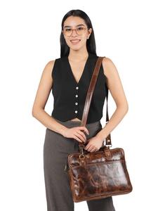 Sac messager pour ordinateur portable en cuir véritable marron moderne et durable pour homme, sacoche de bureau, sac à bandoulière, sac fourre-tout, travail, voyage - Product Image 2