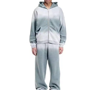 ชุดวอร์มซิปหน้าแบบซันเฟด แอซิดวอช สำหรับวิ่ง ออกกำลังกาย ยิม กิจกรรมกลางแจ้ง สปอร์ต ผ้าเทอร์รี่ฟลีซเนื้อหนา ชุดวอร์มแอซิดวอช - Product Image 1