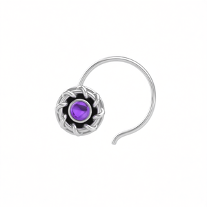 Pendiente de Nariz con Amatista Redonda en Plata de Ley 925, Estilo Indio, para Mujeres y Niñas - Product Image 3