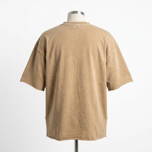 <b>Men's</b> T Shirt Beige Distressed Raw Edge Crew <b>Neck</b> Short Sleeve Oversized Fit Text Print Casual Streetwear <b>Tshirt</b> - Product Image 3