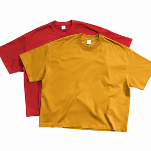T-shirt en coton uni à col rond et manches courtes pour homme, coupe classique, jersey décontracté, teinture unie, rouge moutarde - Product Image 2