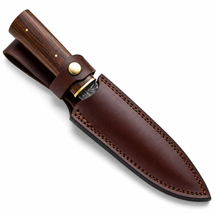 Couteau Viking Seax fait main - Lame en acier Damas avec manche en bois et étui en cuir - Product Image 6
