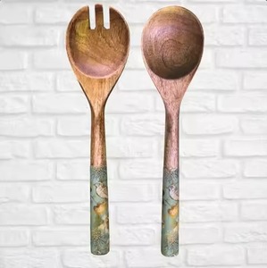 Luxury Wooden Salad Serving Set Handmade Spoon Fork for <b>Buffet</b> and Dining Presentation - Product Image 1