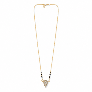 Collar Mangalsutra de Oro Rosa de 14K con Diamante en Forma de Pera y Cuentas Negras, Acabado Pulido, Elegante, Regalo de Boda para Mujer, Joyería Fina - Product Image 5