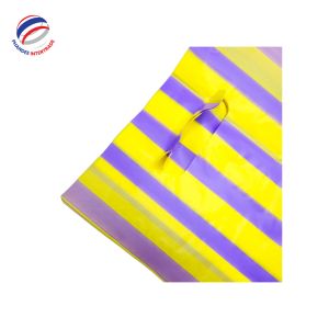 Bolsas de plástico HDPE troqueladas a rayas personalizables, duraderas para tienda de ropa, embalaje, precio competitivo, coloridas - Product Image 1