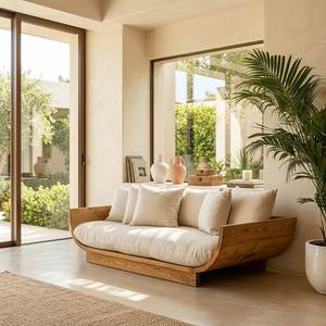 modern Minimalist Wooden <b>Sofa</b> for Living Room Scandinavian Style - Product Image 1
