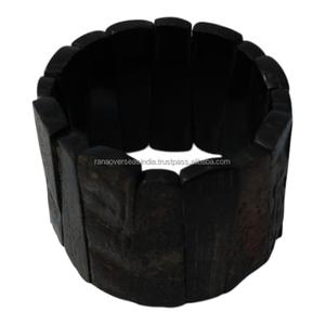 Natural Bone Wide Handmade <b>Stretch</b> Cuff <b>Bracelet</b> Classic Modern Tribal Design Women's Jewelry Daily Wear - Product Image 6