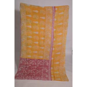 Couverture Kantha faite à la main, motif floral vintage, en coton, réversible, style bohème indien, idée cadeau - Product Image 2