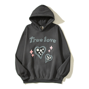 เสื้อฮู้ดโอเวอร์ไซส์แบบยูนิเซ็กซ์ รุ่น True Love ผ้าทอเนื้อนุ่ม ระบายอากาศได้ดี มีกระเป๋า เหมาะสำหรับใส่ในฤดูหนาว - Product Image 1