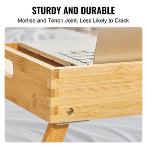 21.6 portatile \ "X 13.8 \" in legno di bambù artigianato tavolo vassoio con gambe pieghevoli Slot multimediale per la colazione snack da lavoro vassoio TV - Product Image 5