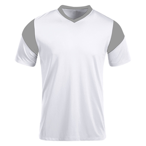 ชุดกีฬาแขนสั้นผ้าเจอร์ซีย์เสื้อฟุตบอลตาข่ายคอกลมสีพื้นใส่เล่นกีฬา - Product Image 1