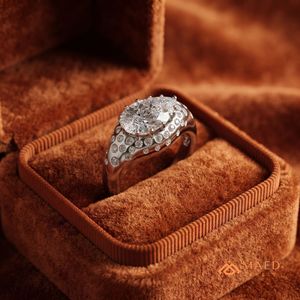 Moissanite Side Stone <b>Dome</b> <b>Ring</b> for Women Silver Plated Luxury Engagement Wedding Anniversary Jewelry - Product Image 5