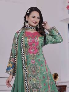 Printed Designer Salwar Suit <b>For</b> <b>Women</b> Ethnic Party Wear <b>Kurta</b> Palazzo Dupatta Set - Product Image 3