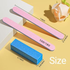 Nail File Professional High Quality Nail Buffers and Files 6 pcs Buffer <b>Blocks</b> 6 pcs 100 180 Grit Files With Stainless Steel - Product Image 2
