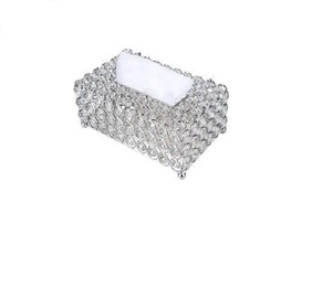 Vintage Design <b>Napkin</b> Storage Box Customized Shape Crystal Beaded Tissue Holder <b>Silver</b> Box For Luxurious Celebrations - Product Image 1