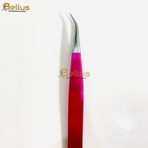 Pince à cils droite Bellus International avec logo personnalisé, rose foncé, en acier inoxydable, pointe argentée, lisse, fine, durable, professionnelle - Product Image 3