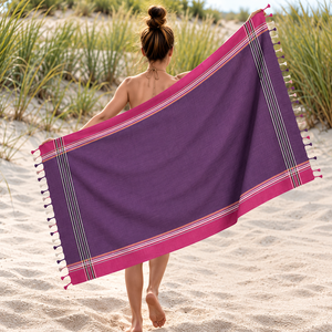 Serviette Kikoy au design accrocheur, motif rayé en tissu éponge, design et couleur personnalisables, serviette Kikoy au prix d'usine. - Product Image 5