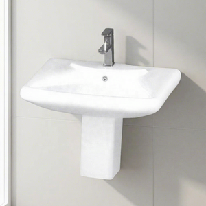 Meilleures ventes : Ensemble lavabo demi-pied carré en céramique blanche avec meuble pour centre commercial - Product Image 2