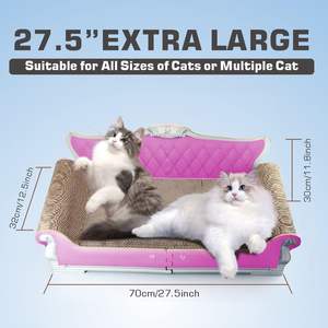 Modern Luxury Sofa Shaped Wood <b>Cat</b> <b>Scratching</b> <b>Board</b> Extra Large <b>Cat</b> Scratcher Bed 27.5inch Multi-<b>Cat</b> Catnip - Product Image 2