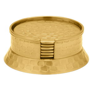 Ensemble de sous-verres ronds en laiton avec des fleurs de lotus colorées peintes à la main et des motifs de vaches, disponibles à prix de gros. - Product Image 2