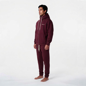 Hawk Eye Sports – Ensemble de survêtement zippé vierge, style dernière génération, en molleton technique épais, deux pièces pour homme, couleur bordeaux, 100 % coton - Product Image 4