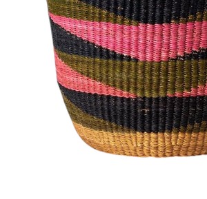 Durable Handcrafted Seagrass Laundry Basket with Pink Olive Wave Accent Multi Functional Woven <b>Container</b> Bin Clothes - Product Image 3