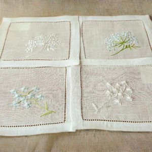 Servilletas de Cóctel de Lino con Diseño de Paniculata, 100% Lino Natural Reutilizable, Diseño Floral Delicado para Bar, Fiesta - Product Image 6