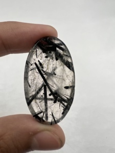 Quartz Rutile Noir Naturel Cabochon Ovale Pierre Précieuse Libre INDIA GEMS 38x22x7MM Effet de Couleur pour la Fabrication de Bijoux Vente en Gros - Product Image 5