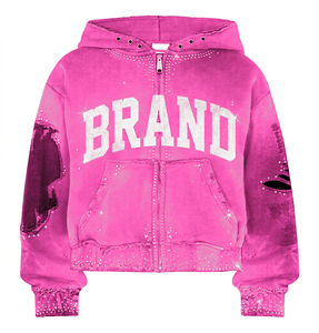 Sweat-shirt à capuche personnalisé SHY SPORTS, effet délavé, fermeture éclair, 100% coton, tissu molletonné français, logo imprimé, écologique, tissu doux, unisexe - Product Image 6