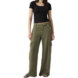 Pantalones Cargo para Mujer de Alta Demanda, Corte Holgado, Caída Suave, Sarga de Lyocell, Pierna Ancha, Ligeros, Estilo Urbano Personalizado Y2K, OEM - Product Image 6