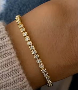 Round Shape Diamond Tennis Bracelet White Gold Stackable Bracelet Romantic Anniversary Gift for Wife for Parties - Product Image 5