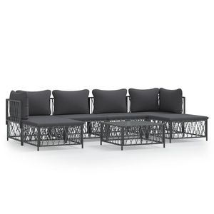 Set Lounge da Giardino Antracite 6 Posti con Struttura in Acciaio, Arredamento da Esterno dal Design Contemporaneo - Product Image 2