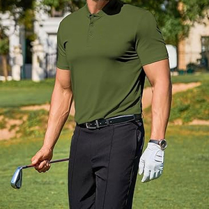 Polo homme vert uni à manches courtes, séchage rapide, vêtement décontracté, tissu tricoté 100% polyester - Product Image 5