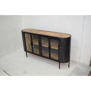 ตู้โลหะอเนกประสงค์ทันสมัยพร้อมประตูกระจกเหล็กเฟอร์นิเจอร์บ้านสำหรับห้องนั่งเล่นโรงแรมหรือวิลล่าการแปลงการแสดงผล - Product Image 4