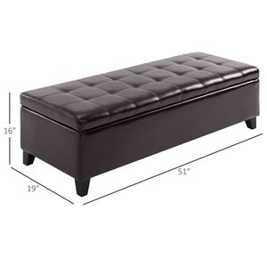 Banc de rangement capitonné en similicuir marron foncé pour salon, chambre et entrée - Product Image 3